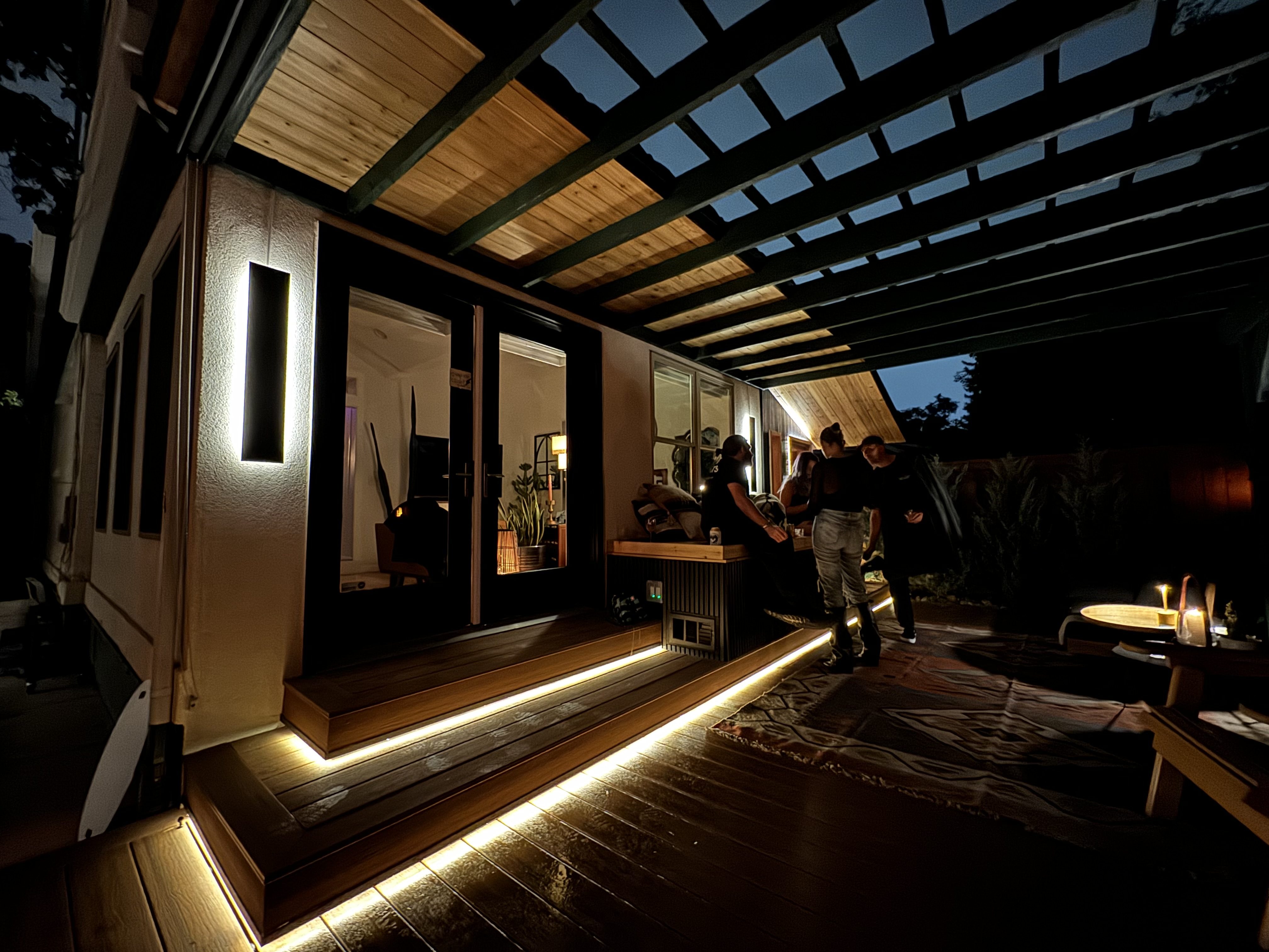 Danger Den custom outdoor wellness pergola with integrated lighting design, Denver Colorado