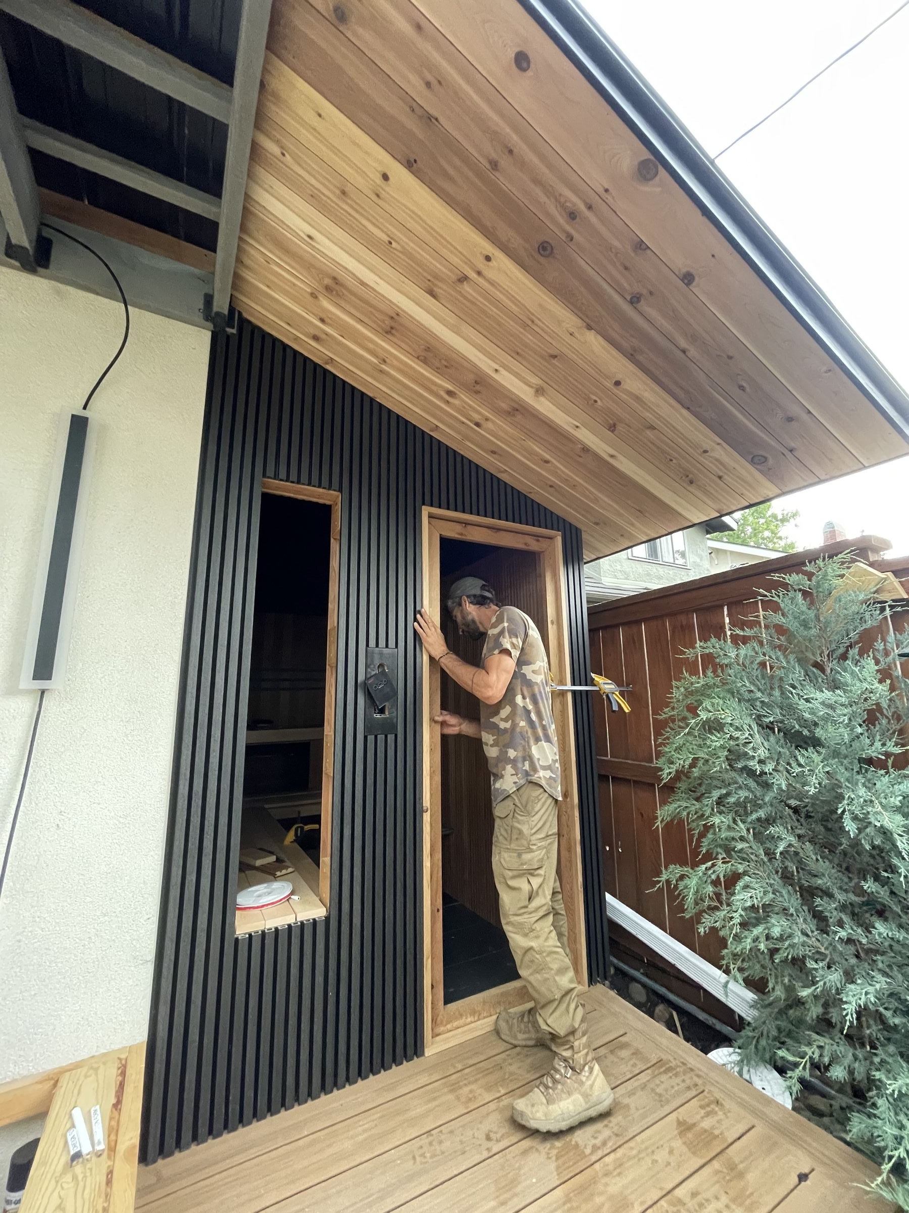 Danger Den custom outdoor wellness pergola with integrated lighting design, Denver Colorado
