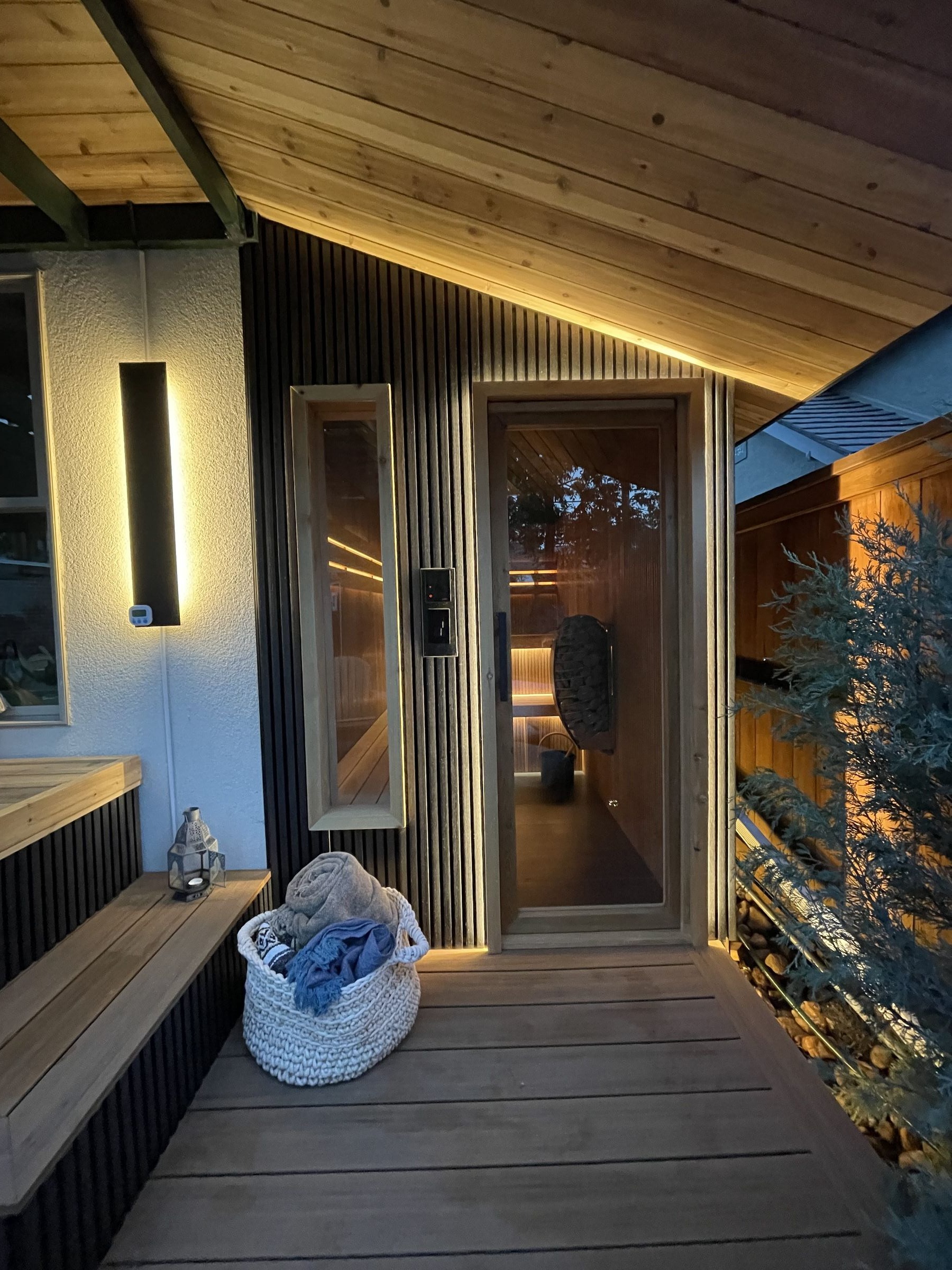 Danger Den custom outdoor wellness pergola with integrated lighting design, Denver Colorado