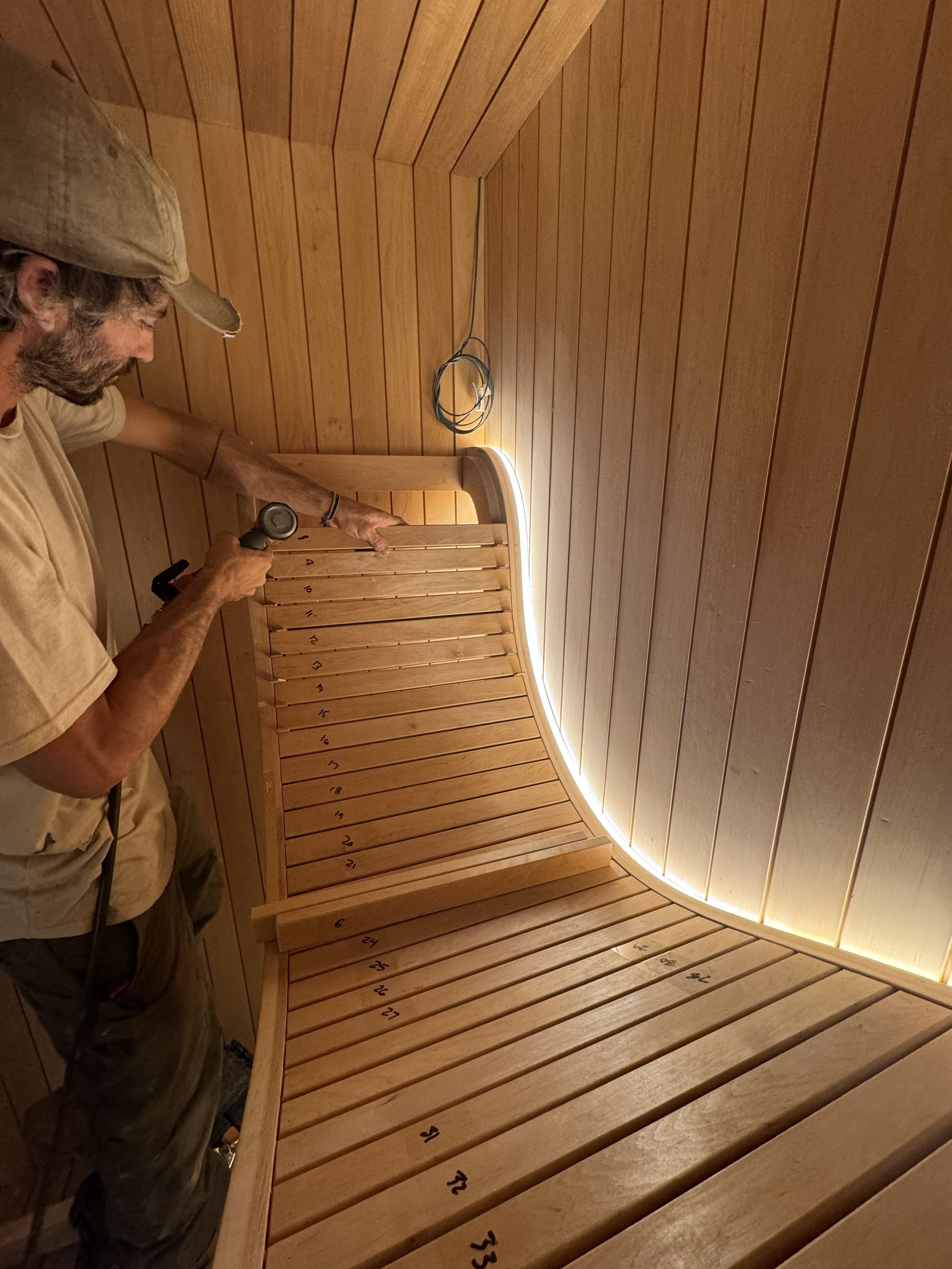 Zuni custom indoor sauna build with art-forward design, Denver Colorado by MD Design Build