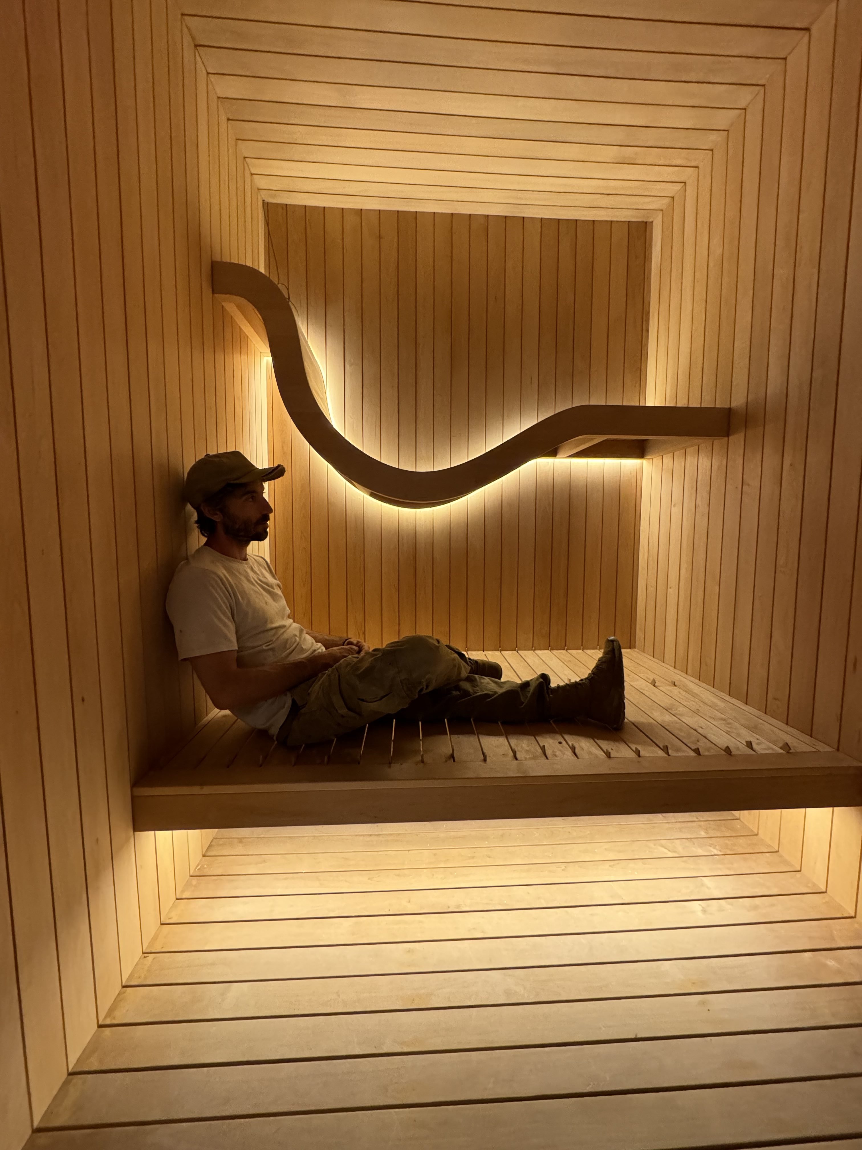 Zuni custom indoor sauna build with art-forward design, Denver Colorado by MD Design Build